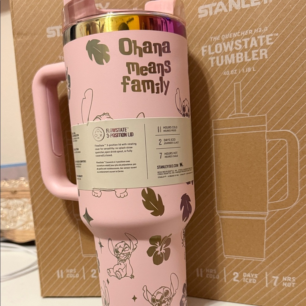 Stanley Pink - Stitch theme- engraved 40oz Tumbler - Picture 2 of 6